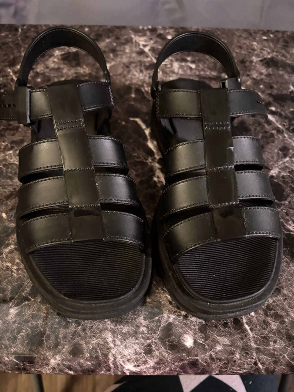 Rouge! Black Strappy Fisherman Sandals 005